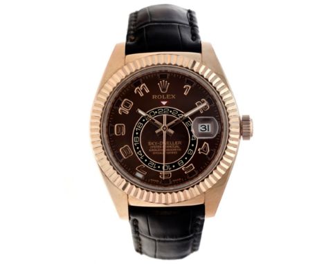 Rolex Sky-Dweller 'Chocolate' 326135 - Men's watch - 2017. Case: rose gold (18 K.) - strap: leather - automatic - box, docume