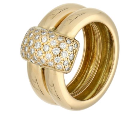 Chaumet 18K yellow gold ‘Duo’ ring set with approx. 0.35 ct. diamond Set with 49 Brilliant cut diamonds totalling approx. 0.3