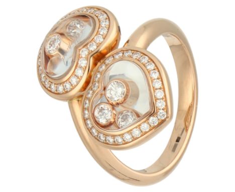 Chopard 18K rose gold ‘Happy Diamonds’ ring set with approx. 0.57 ct. diamond Set with 58 brilliant-cut diamonds totalling ap