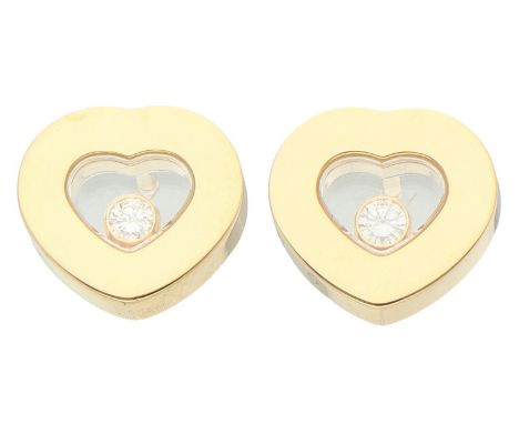 Chopard 18K yellow gold ‘Happy diamonds’ earrings  Set with two brilliant-cut diamonds totalling approx. 0.11 ct. (VS / F - G