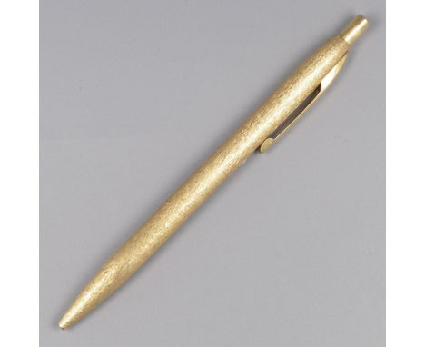 Caran d'Ache ballpoint pen gold. Beautiful ballpoint pen with matted decoration pattern. Switzerland, Geneva, Caran d'Ache, c