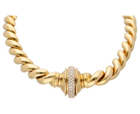 Piaget 18K yellow gold link necklace set with approx. 0.86 ct. diamond Set with 43 brilliant-cut diamonds totalling approx. 0