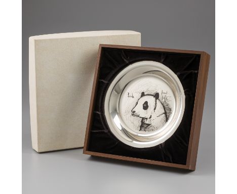 Collector`s plate "Panda", Bernard Buffet for Franklin Mint, Munich ca. 1974, silver. Beautiful collector's plate with an ima