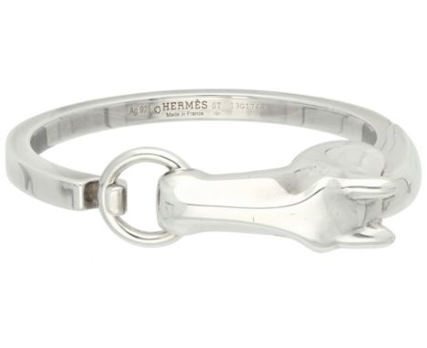 Hermès sterling silver Galop bangle bracelet In good condition. Hallmark: Ag 925. Maker's mark: Hermès. France. Serial number