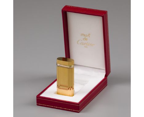 Cartier gas lighter Model with gold plating and original box France, Paris, Must de Cartier, hallmarks: Cartier - good condit