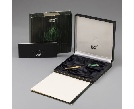 Montblanc Meisterstück Solitaire Nikolai I ballpoint pen gold plated / malachite. A very nice Montblanc ballpoint pen (Montbl
