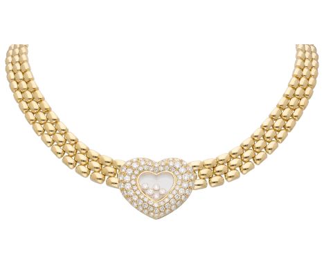 Chopard 18K yellow gold necklace happy diamonds  Part of demi-parure. Set with 82 brilliant-cut diamonds totalling approx. 1.