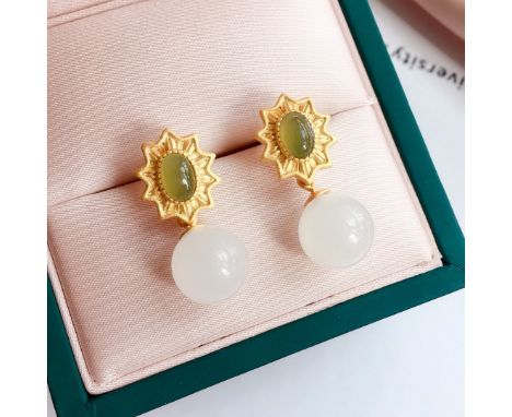 Ancient craftsmanship, frosted texture, delicate jade, warm and nourishingS925 silver electroplated three layers of 24k gold 