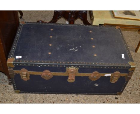 VINTAGE METAL BOUND CABIN TRUNK, 90CM WIDE
