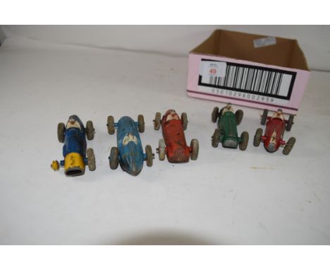 COLLECTION OF FIVE VINTAGE DINKY RACING CARS MODEL NOS 23H, 233, 232, 231 AND 230