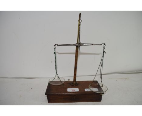 VINTAGE CHEMISTS BEAM SCALES WITH GLASS PANS