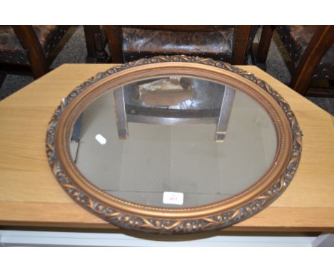 OVAL WALL MIRROR IN FLORAL DECORATED FRAME, 55CM HIGH