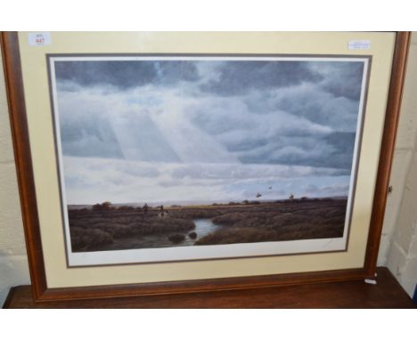 JOHN TRICKETT, COLOURED PRINT, FLUSHING WOODCOCK, LTD ED 67/500, SIGNED IN PENCIL LOWER RIGHT, 59 X 38CM, FRAMED AND GLAZED