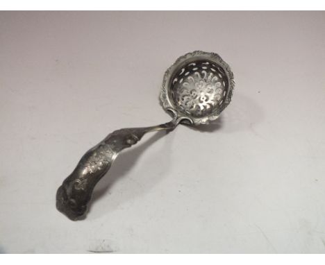 AN ANTIQUE HALLMARKED SILVER SIFTER LADLE 