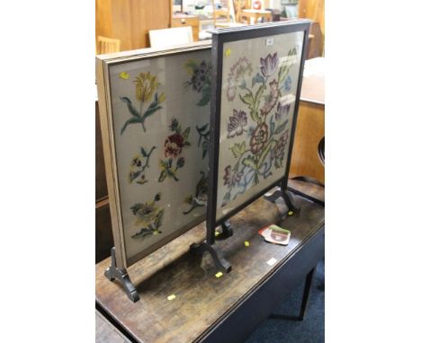 TWO GLAZED TAPESTRY FIRESCREENS