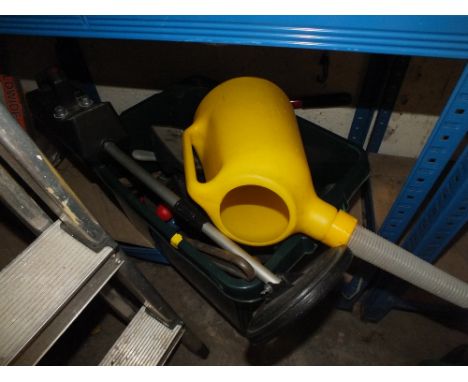 A BOX OF TOOLS ETC PLUS A METAL DECTECTOR