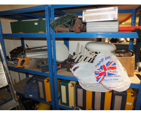 A QUANTITY OF TOOLS AND ELECTRONICS ETC TO INCLUDE A TOOLBOX BLACK AND DECKER SANDER ETC