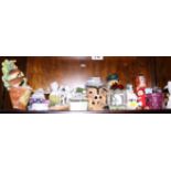 Four 19th century Staffordshire spaniels and other decorative china, including model animals and