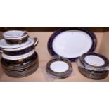 A Meakin "Bleu de Roi" pattern part dinner service, thirty-three pieces approx