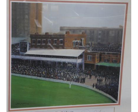 Jack Russell: a limited edition cricket print, "The Old Tavern Lord's", pencil signed by Harry Secombe, Sir John Mills, Denni