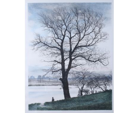 A limited edition print, "Greasborough Dusk", 135/200, in silvered frame