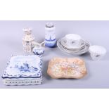 Two late 18th century Worcester tea bowls, a Doulton dish and other items