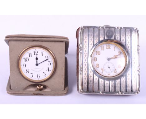 A Goliath eight-day pocket watch, in silver case, and an eight-day quarter repeater travel clock Condition:The Goliath watch 