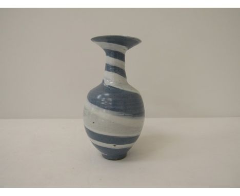 MARIANNE DE TREY (1913-2016): A Studio Pottery twin colour spiral vase with flared rim. Impressed personal seal, 16.5cm high 