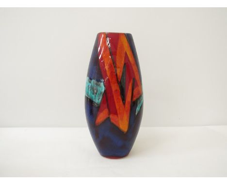 A Poole Pottery "Graffiti" design tall vase, Manhattan shape, labelled to base.  36cm high 