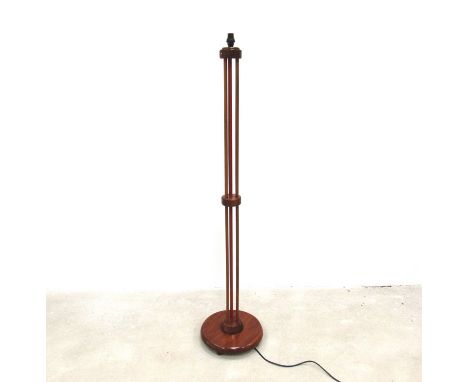 A circa 1950's stained and varnished wood and metal rod standard lamp.  159cm to top of light fitting  