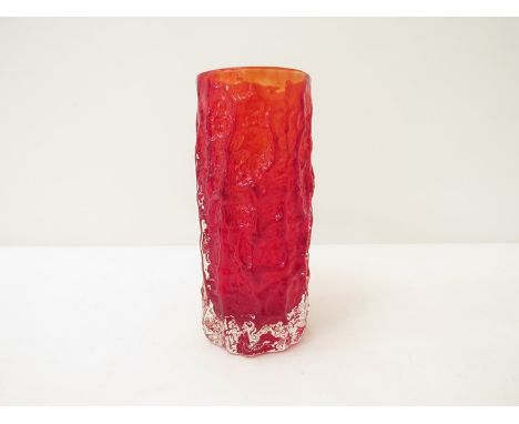 A Whitefriars ruby bark vase by Geoffrey Baxter. 1905cm high