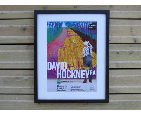 A David Hockney "A Bigger Picture" 2012 Royal Academy of Arts framed and glazed poster. 41cm x 29cm
