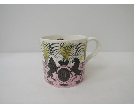 Eric Ravilious 1953 mug for Wedgwood for Elizabeth II Coronation, 10.5cm high 