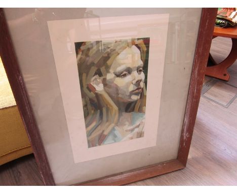 A framed and glazed oil on card, portrait of a young woman. Unsigned work, dated '62 in pencil. Image size 37cm x 21.5cm