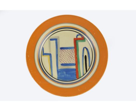 Clarice Cliff (1899-1972)  'Tennis' pattern dish, circa 1930, Bizarre painted marks  17.5cm overall 