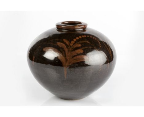 David Leach (1911-2005)  globular vase, iron glaze, with impressed seal mark to the base  18cm high  Provenance: Galerie Bess