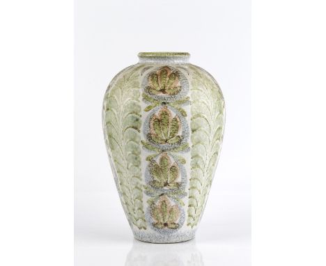 Glyn Colledge (1922-2000) at Denby Pottery  floral vase, with stamp to the base 33cm high and two Poole pottery plates, each 