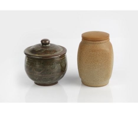 David Leach (1911-2005)  storage jar, stoneware with wooden lid, impressed mark to the base 12cm high and a Ladi Kwali (1925-