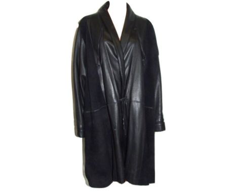 Ladies Black Leather Coat with suede panels, size XL 