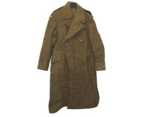Military Great Coat labelled 'Dismounted 1940 Pattern Size No. 10 A Elbaum & Co. Sep 1942 with war department arrow 
