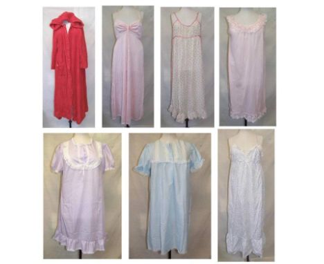 4 Vintage St Michaels Ladies Nightdresses, 2 Unnamed & Red Towelling Dressing Gown (7) 
