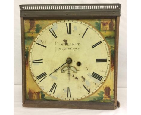 Single Train Fusee Clock by Mallett Barnstaple (John Barnstaple circa 1840)with painted dial decorated with windmills, date a