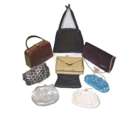 Vintage Evening & Other Bags incl. Art Deco with marcasite clip, crocodile box bag with matching purse, beaded Made In Hong K