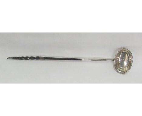 Georgian Silver & Whalebone Toddy Ladle with silver cap & decorative collar, makers mark EM, London 1805 