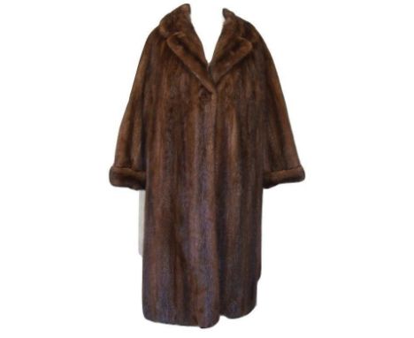 Ladies Vintage Full Length Mink Coat with embroidered initials to lining HD, approx. size 12 