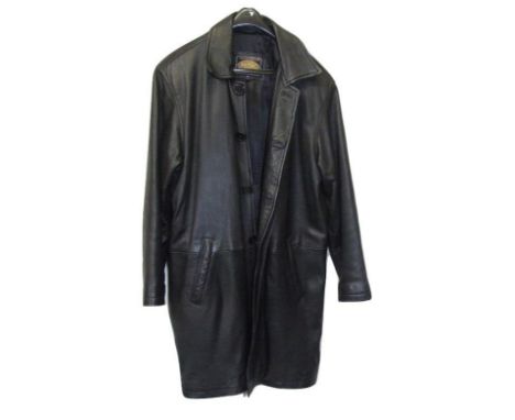 Mens MDK Korpo Ration Black Leather Coat, size M 