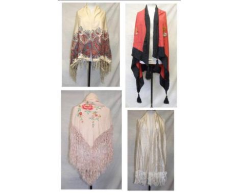 3 Vintage Shawls & Evening Scarf (4) 
