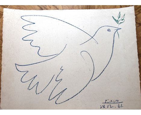 Picasso, Pablo (1881-1973) "La Colombe - Friedenstaube", Farblithographie, 1961.Picassos berühmtes Motiv der Friedenstaube, i