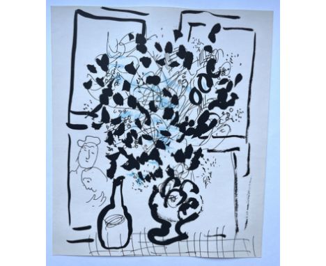 Chagall, Marc (1887-1985) Blau-Schwarzer Strauß, Original-Farblithographie, 1957. Im WVZ Mourlot 202 zu finden, Expertise bei
