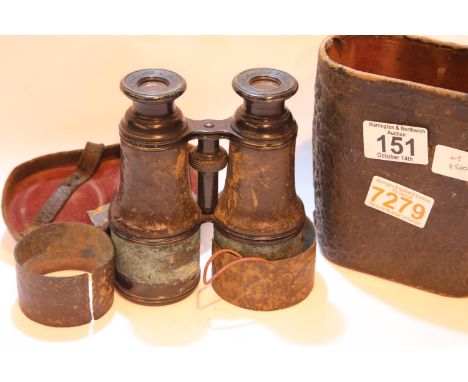 Pair of vintage Armstrong and Bro binoculars in leather case. P&amp;P Group 2 (£18+VAT for the first lot and £3+VAT for subse